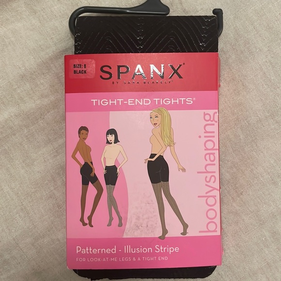 SPANX, Tight-End Tights, Patterned-Illusion Stripe, Black, size B, NEW! - Picture 1 of 7